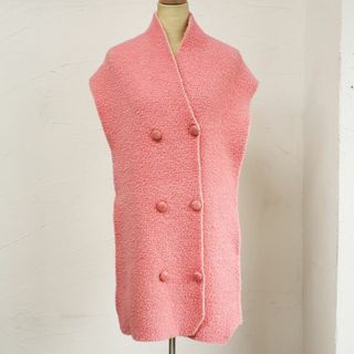 ソニアリキエル(SONIA RYKIEL)のソニアリキエル ☆ 編み込み ニット ショール マフラー イタリア製 ピンク(マフラー/ショール)