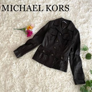 マイケルコース(Michael Kors)のめいちゃ様専用【極美品】マイケルコース　ラムレザージャケット　4ポケット　羊革(ライダースジャケット)