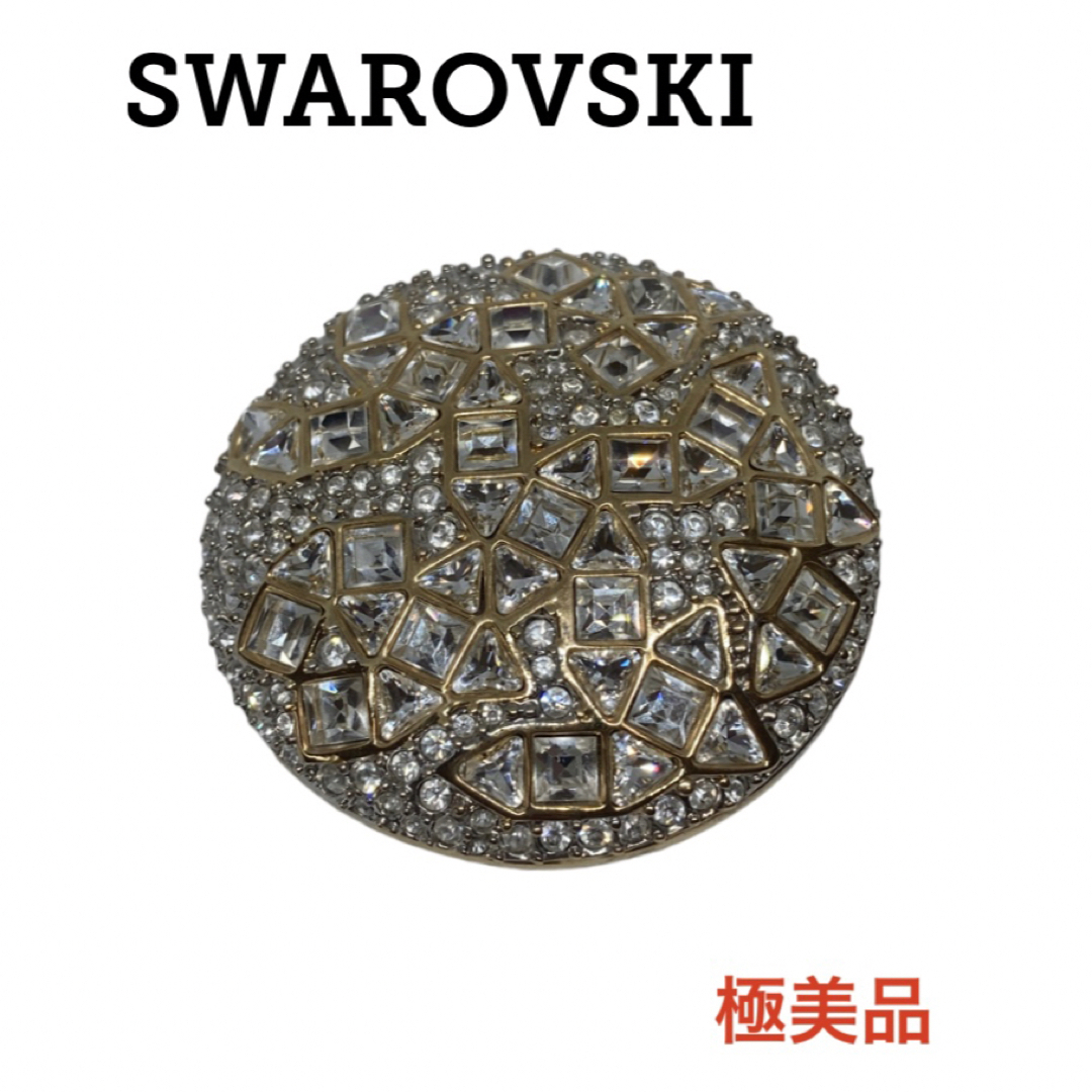 スワロフスキー クリスタル ゴールド サークル ブローチ SWAROVSKI茉莉花月アクセサリー