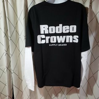 ロデオクラウンズワイドボウル(RODEO CROWNS WIDE BOWL)のロデオクラウンズメンズ重ね着風シャツバックロゴ(Tシャツ/カットソー(七分/長袖))