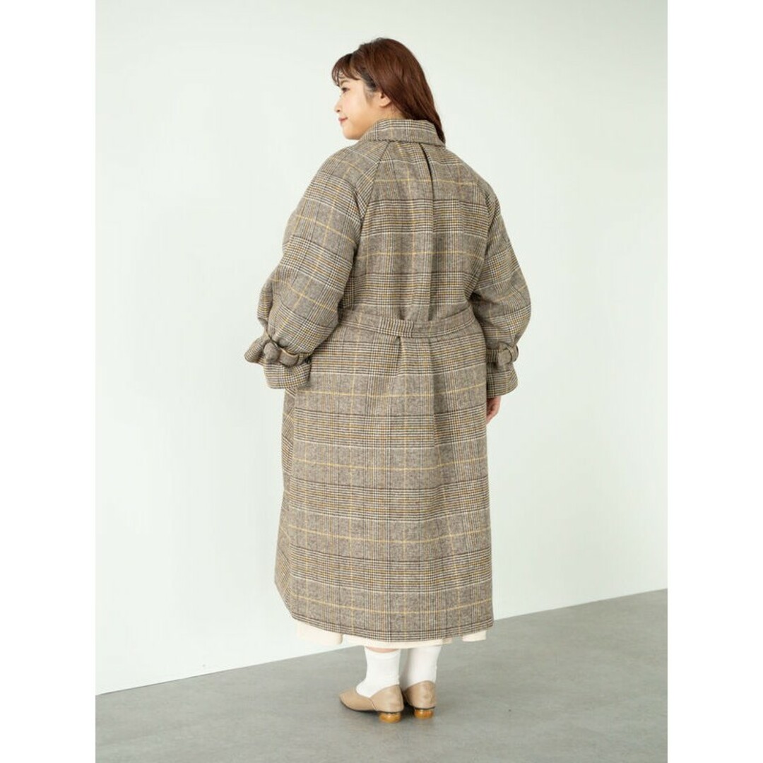 clette - スラー 4wayステンカラーコート チェック L 3L〜4L clette - スラー 4wayステンカラーコート チェック L 3L〜4L