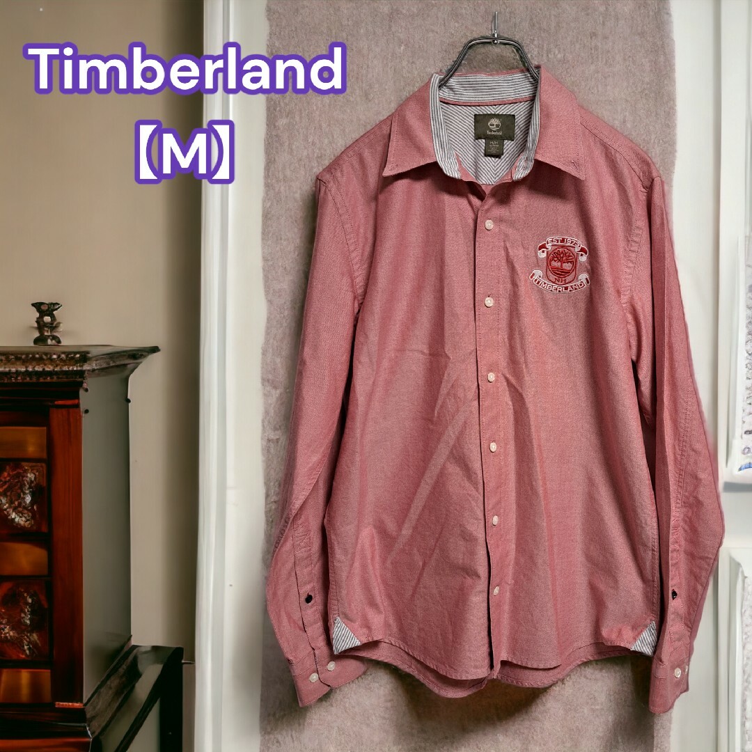 Timberland(ティンバーランド)の美品★ティンバーランド 刺繍ロゴ 光沢 長袖シャツ SLIM FIT Msize メンズのトップス(シャツ)の商品写真