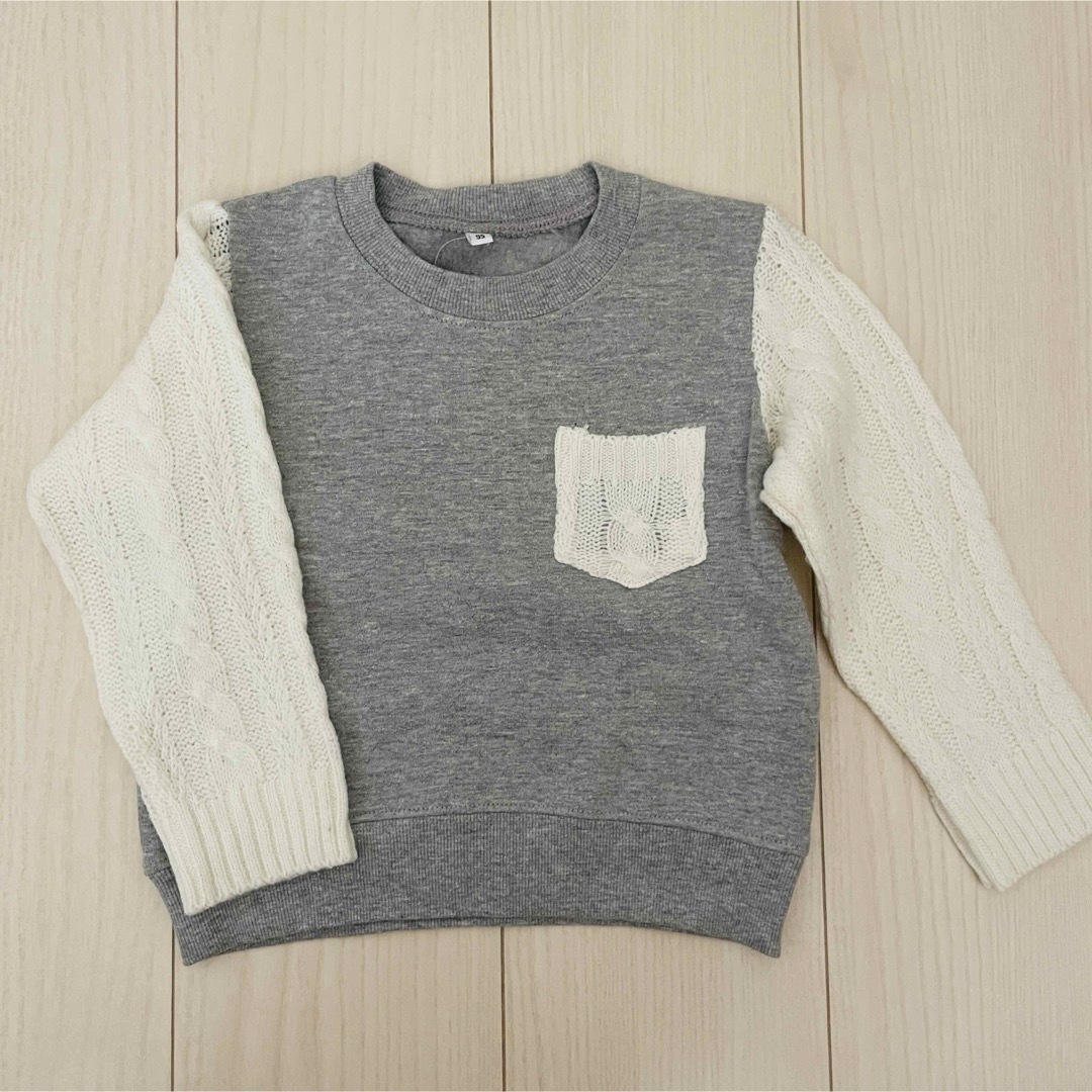 西松屋(ニシマツヤ)のニットグレートップス 95 キッズ/ベビー/マタニティのキッズ服男の子用(90cm~)(Tシャツ/カットソー)の商品写真