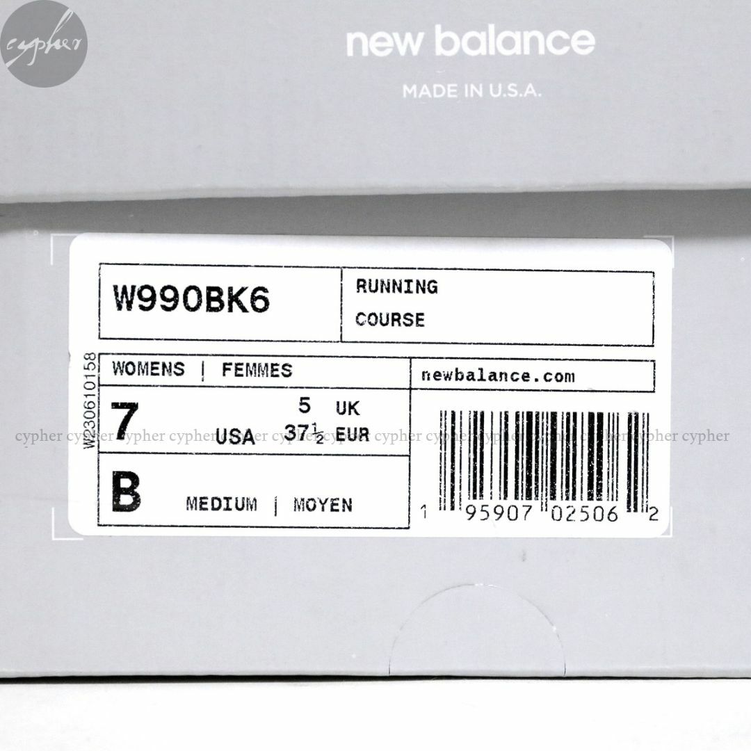 New Balance(ニューバランス)の24cm USA製 ニューバランス W990BK6 黒 V6 レザー スニーカー レディースの靴/シューズ(スニーカー)の商品写真