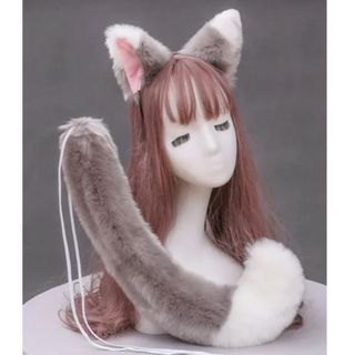 きつね耳 猫耳 しっぽ 尻尾 きつねダンス ハロウィン コスプレ　仮装　子供大人(アメニティ)