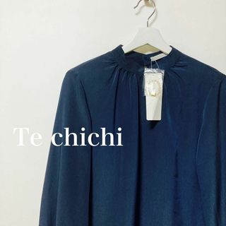 テチチ(Techichi)の【タグ付】Te chichi  テチチ 　バンドカラー　長袖　ブラウス　紺(シャツ/ブラウス(長袖/七分))