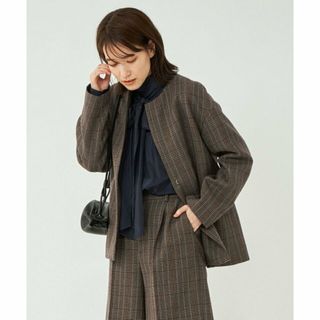 ユナイテッドアローズグリーンレーベルリラクシング(UNITED ARROWS green label relaxing)の【DK.GRAY】メリノブレンド ノーカラージャケット(テーラードジャケット)