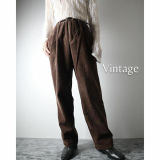 アートヴィンテージ(ART VINTAGE)の【vintage】2タック ワイド コーデュロイ パンツ 太畝 W36 ブラウン(チノパン)