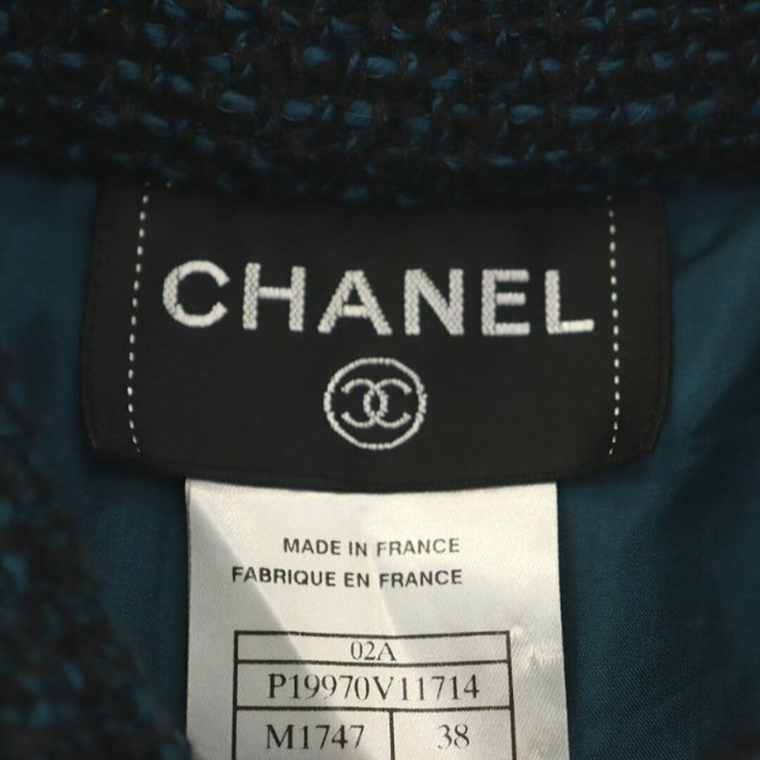 CHANEL(シャネル)のシャネル ウールツイード シャツジャケット 38 ブラック ブルーグリーン レディースのジャケット/アウター(その他)の商品写真