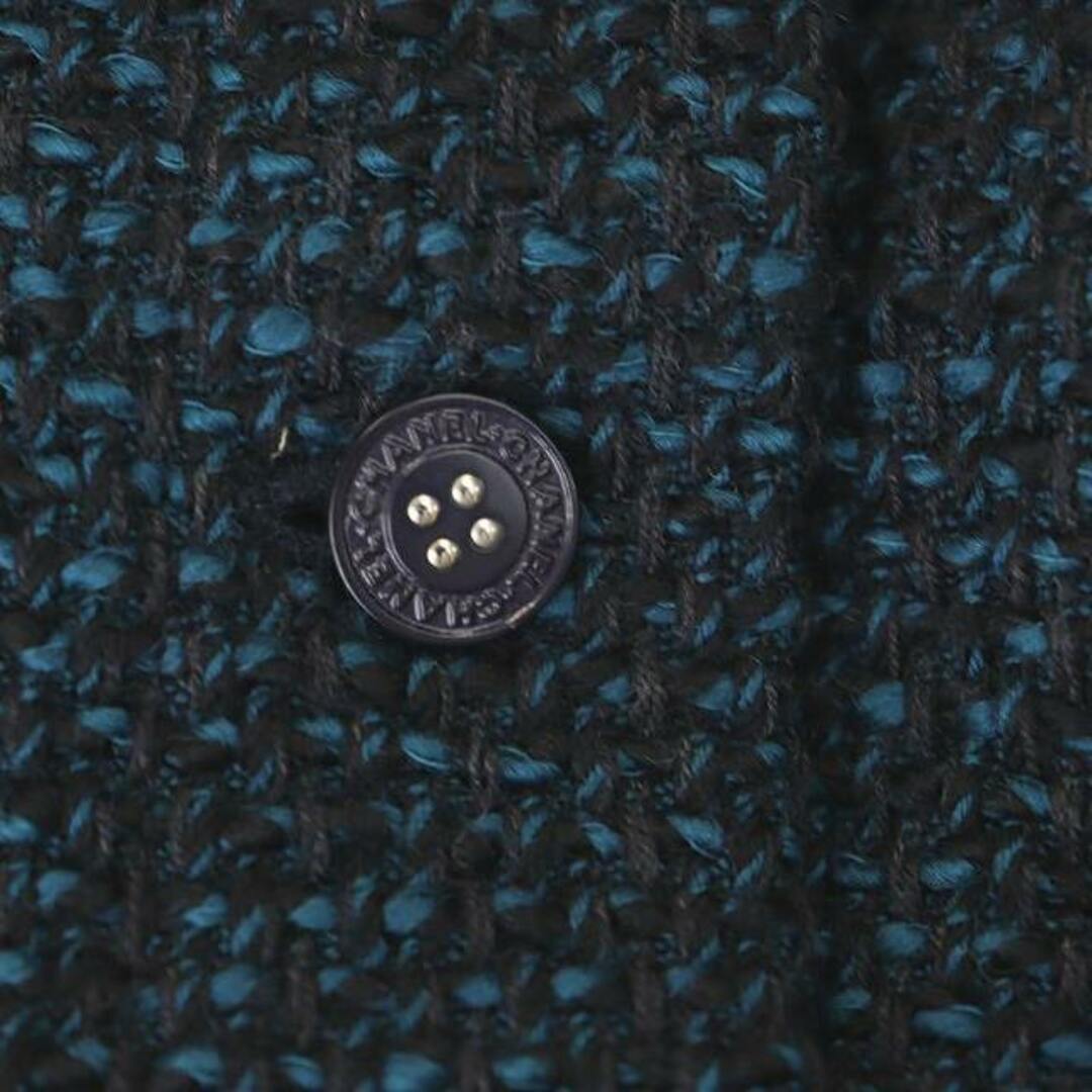 CHANEL(シャネル)のシャネル ウールツイード シャツジャケット 38 ブラック ブルーグリーン レディースのジャケット/アウター(その他)の商品写真