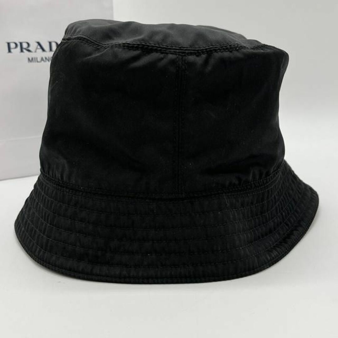 PRADA - プラダ バケットハット 刺繍ロゴ L テスートナイロン ブラック