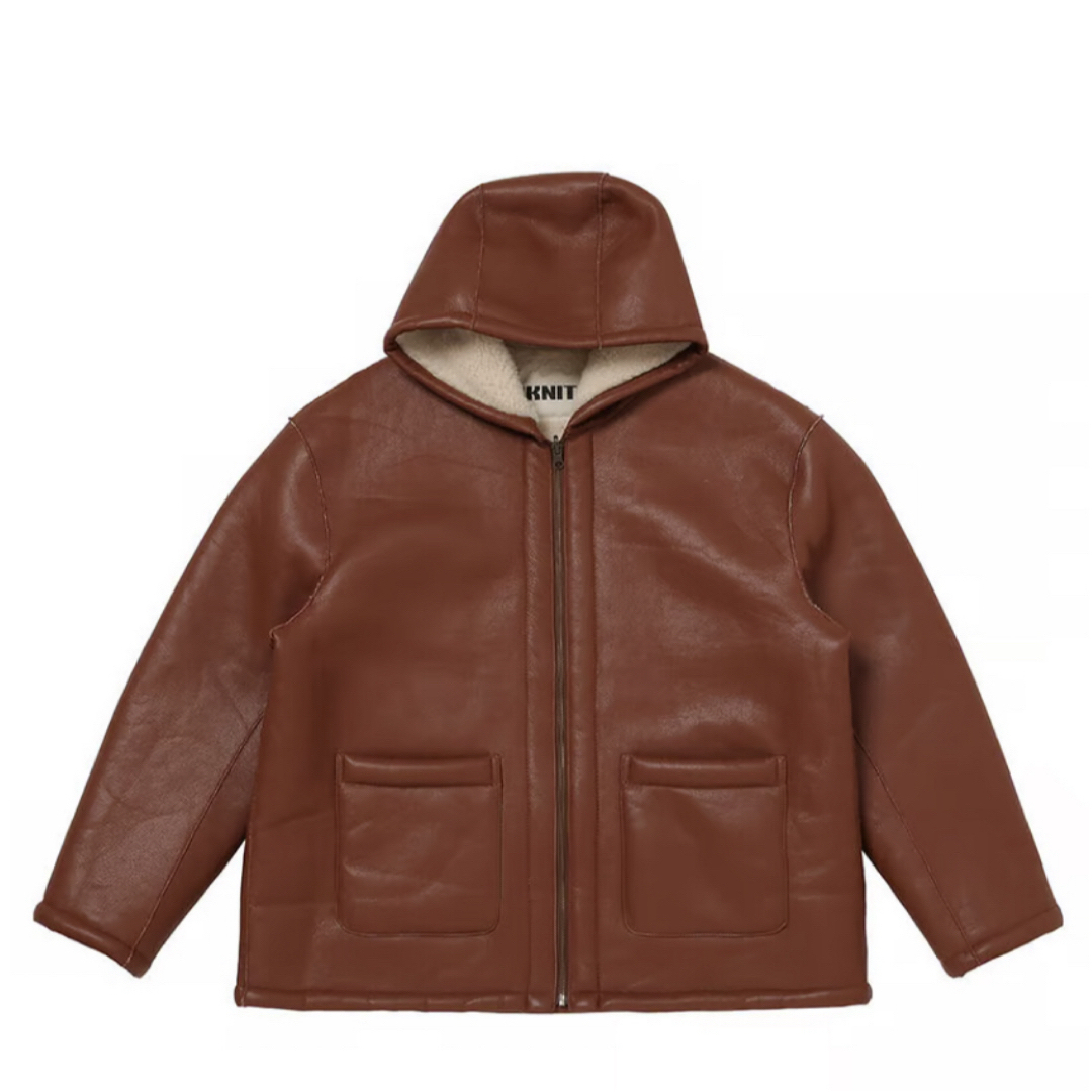 Acne Studios(アクネストゥディオズ)の【新品】NKNIT vegan mouton hooded zip jacket メンズのジャケット/アウター(レザージャケット)の商品写真