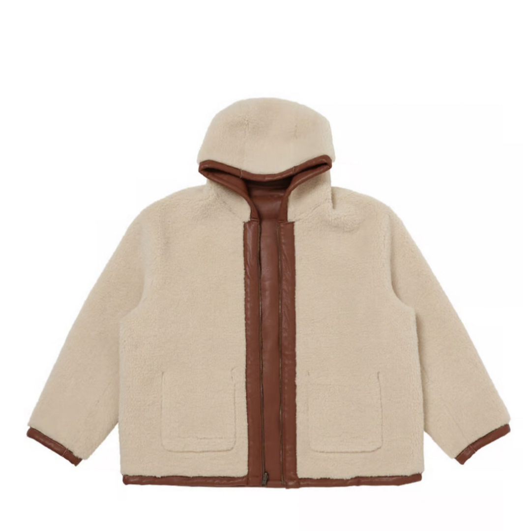 Acne Studios(アクネストゥディオズ)の【新品】NKNIT vegan mouton hooded zip jacket メンズのジャケット/アウター(レザージャケット)の商品写真