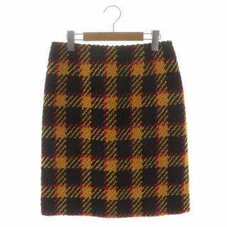 マルニ(Marni)のマルニ チェック柄ツイードスカート 膝丈 タイト ウール 38 ダークブラウン(ひざ丈スカート)