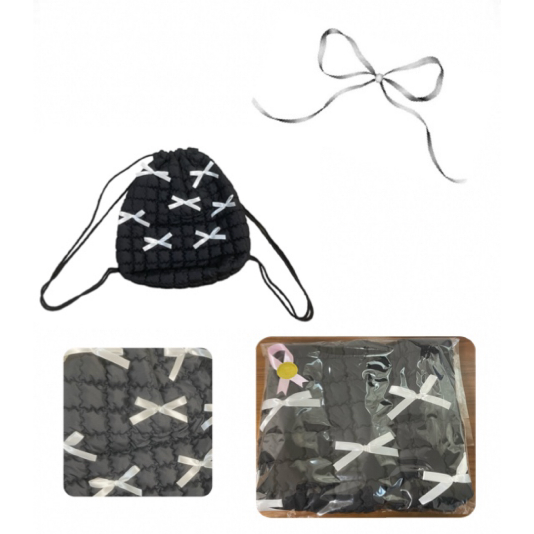 dholic(ディーホリック)の【新品】キルティングリボンストリングバッグパック ナップサック nugu 軽量 レディースのバッグ(リュック/バックパック)の商品写真