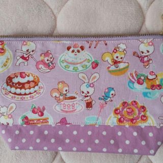 レトロ横丁 ハンドメイド ポーチ マチあり 紫(ポーチ)