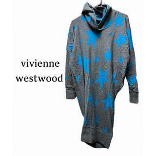 ヴィヴィアンウエストウッド(Vivienne Westwood)のヴィヴィアンウエストウッド【希少】星柄 コットン 変形パーカー ワンピース(ひざ丈ワンピース)