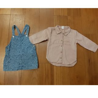 エイチアンドエム(H&M)のH&M☆シャツ&ジャンパースカート2枚セット(ワンピース)