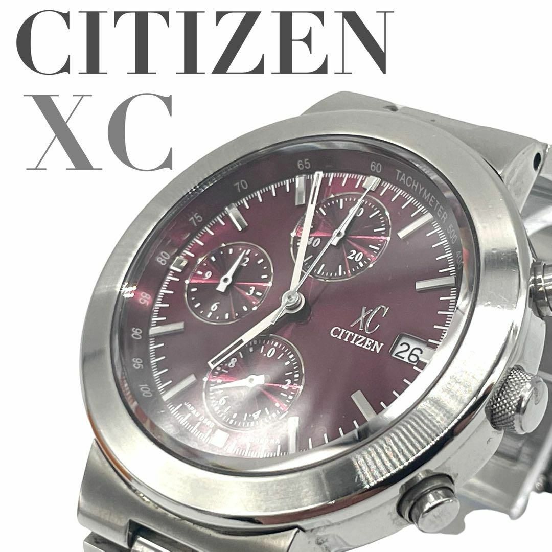 大阪買蔵 美品 citizen シチズン XC 電池式 クロノグラフ 赤文字盤