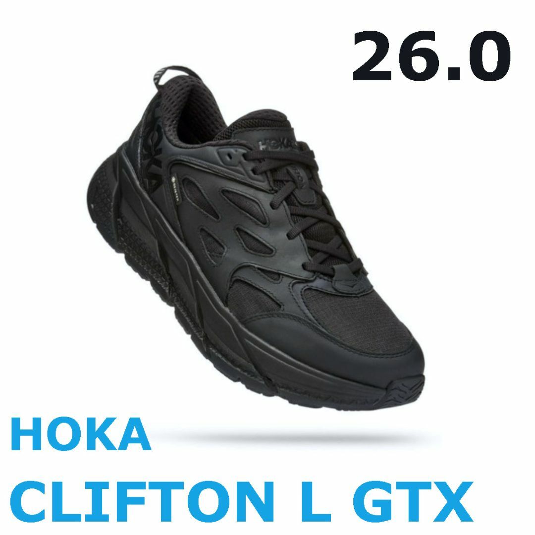 HOKA ONE ONE(ホカオネオネ)の26 HOKA ONE ONE CLIFTON L GTX スニーカー 黒 メンズの靴/シューズ(スニーカー)の商品写真