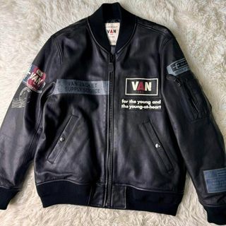 【極美品】VAN JACKET　スタジャン　MA-1 山羊革　オールレザー XLヴァンヂャケット