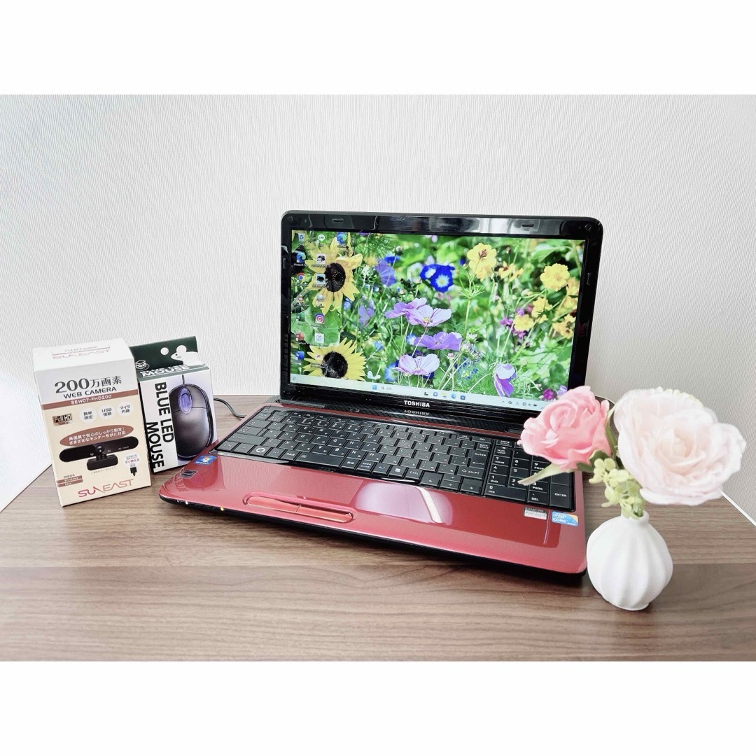 東芝】すぐに使える✨高速SSD搭載 ノートパソコン 赤 主婦向け 東芝】すぐに使える✨高速SSD搭載 ノートパソコン 赤 主婦向け