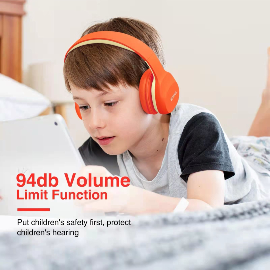 子供向け ヘッドホン 最大55時間連続再生Bluetooth5.0 (オレンジ) スマホ/家電/カメラのオーディオ機器(ヘッドフォン/イヤフォン)の商品写真