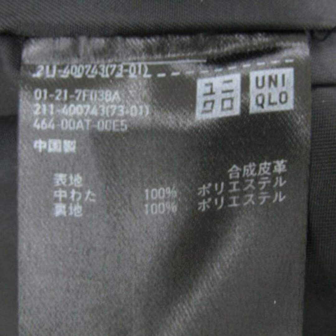 UNIQLO(ユニクロ)のユニクロ ライダースジャケット 革ジャン フェイクレザー アウター レディース Lサイズ ブラック UNIQLO レディースのジャケット/アウター(ライダースジャケット)の商品写真