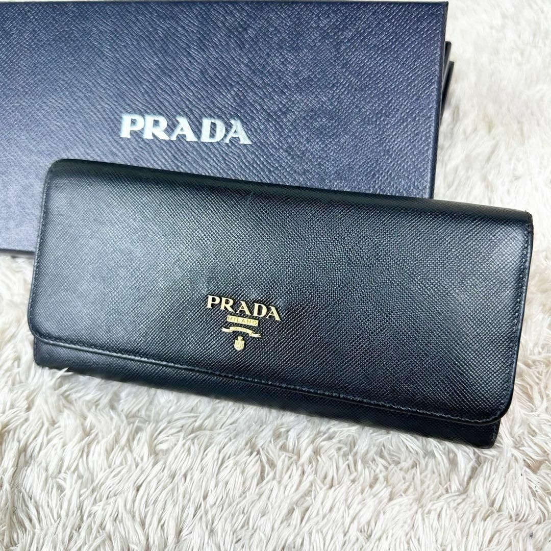 PRADA - 【人気】プラダ 長財布 ブラック ピンク バイカラー ゴールド