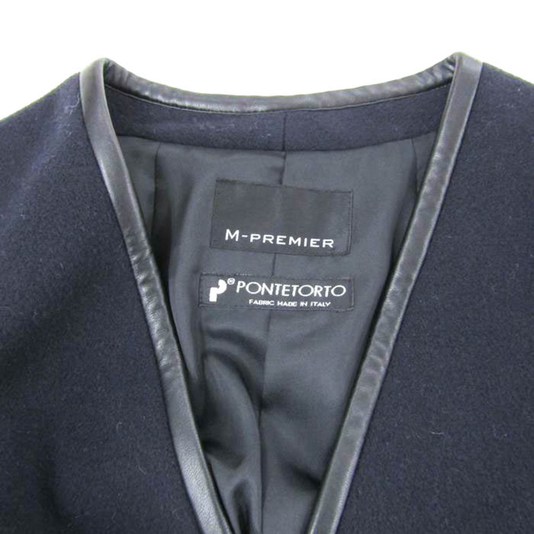 M-premier(エムプルミエ)のエムプルミエ ガウンコート ウール混 ベルト付き イタリア製 アウター レディース 34サイズ ネイビー M-premier レディースのジャケット/アウター(その他)の商品写真