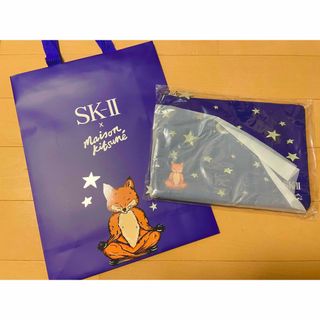 エスケーツー(SK-II)のSK-II メゾンキツネコラボ ポーチ ショッパー(ブルー)(ポーチ)