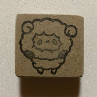 ハンドメイド 持ち手付き 消しゴムはんこ ヒツジ着ぐるみパンダ ぱんだ(はんこ)