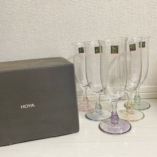 HOYA ホヤクリスタル　シャンパングラス　5点セット(グラス/カップ)