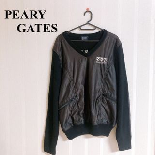 パーリーゲイツ(PEARLY GATES)の美品 パーリーゲイツ 中綿 ニット スニード プルオーバー 4 ブラック 黒(ウエア)