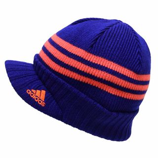 アディダス(adidas)のadidas アディダスニット帽 ツバ付き（54～57cm）ブルー【新品】(帽子)