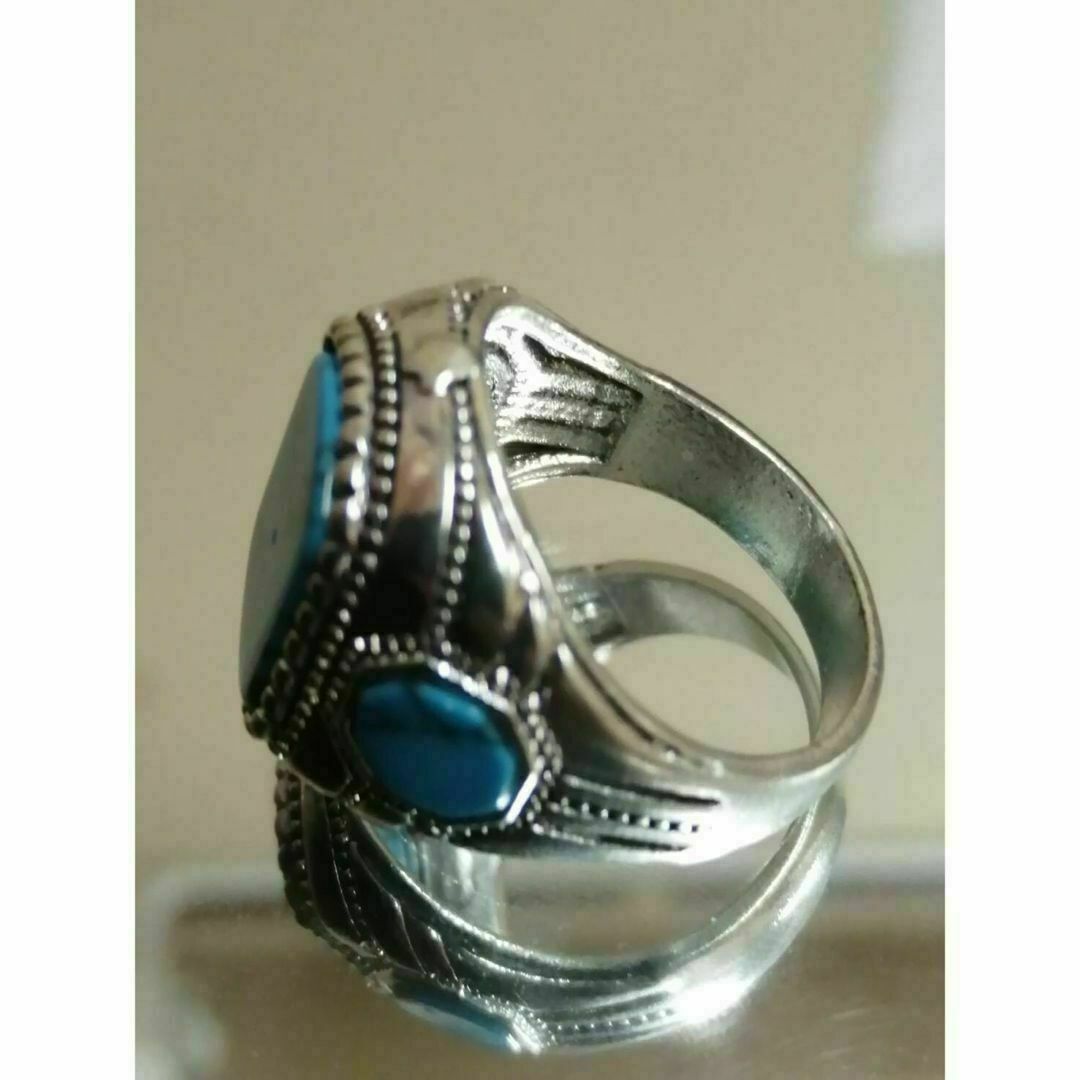 【A116】リング　メンズ　指輪　ブルー　青　ターコイズ　20号 メンズのアクセサリー(リング(指輪))の商品写真