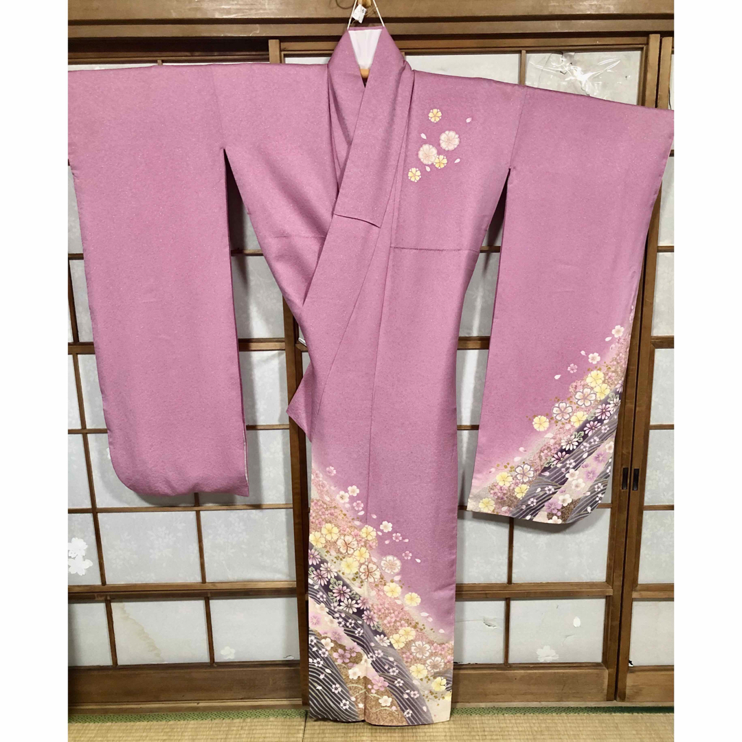 振り袖18 ピンクパープル　パステル柄　成人式　結婚式　卒業式　舞台衣装　袴　 レディースの水着/浴衣(振袖)の商品写真