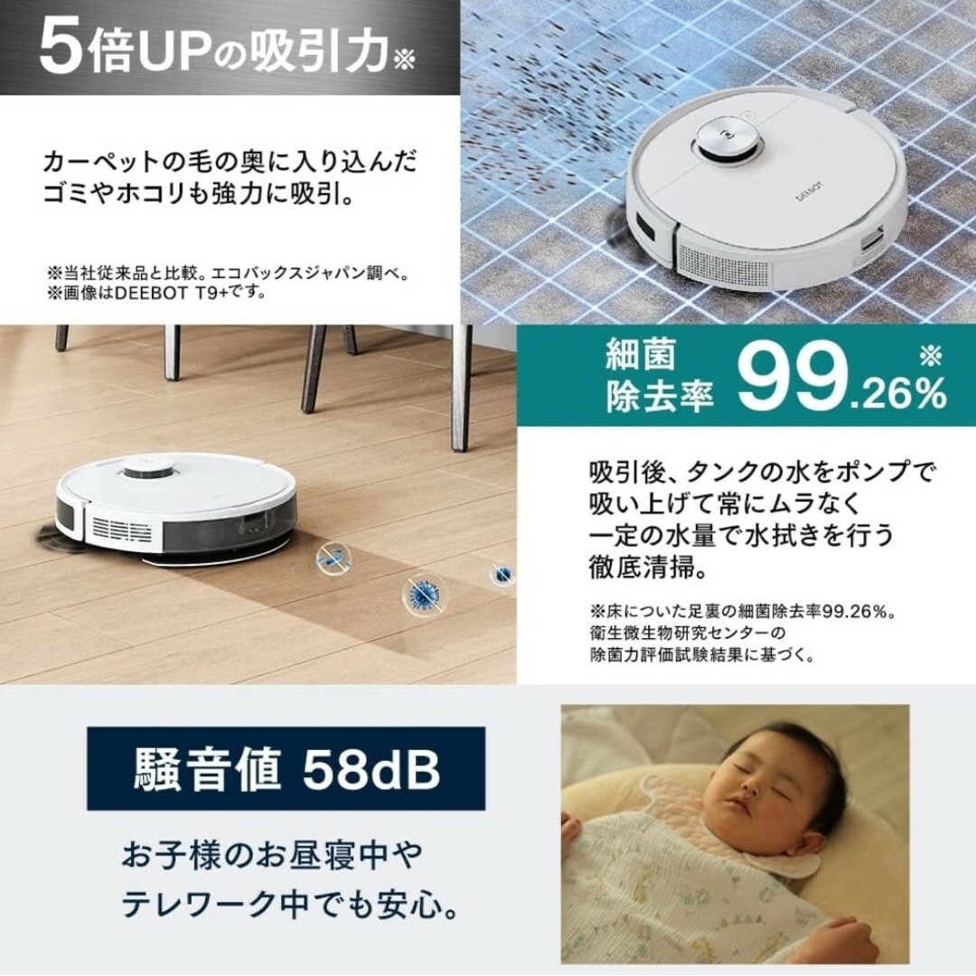 ECOVACS(エコバックス)のロボット掃除機 エコバッグス ECOVACS DEEBOT N8 PRO+ スマホ/家電/カメラの生活家電(掃除機)の商品写真