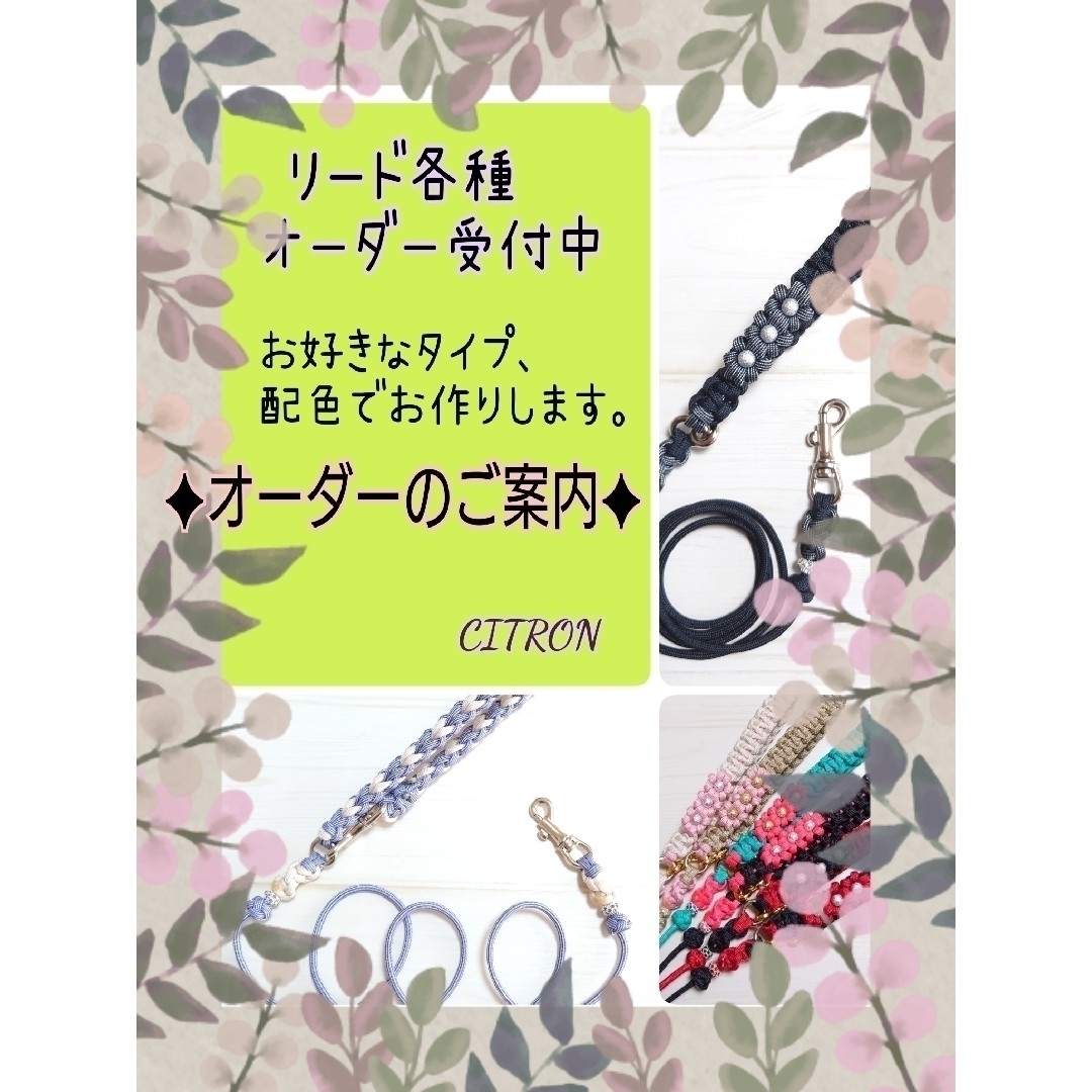 オーダーメイド首輪一体型✿パラコードリード　♦各種リード✦オーダーのご案内♦