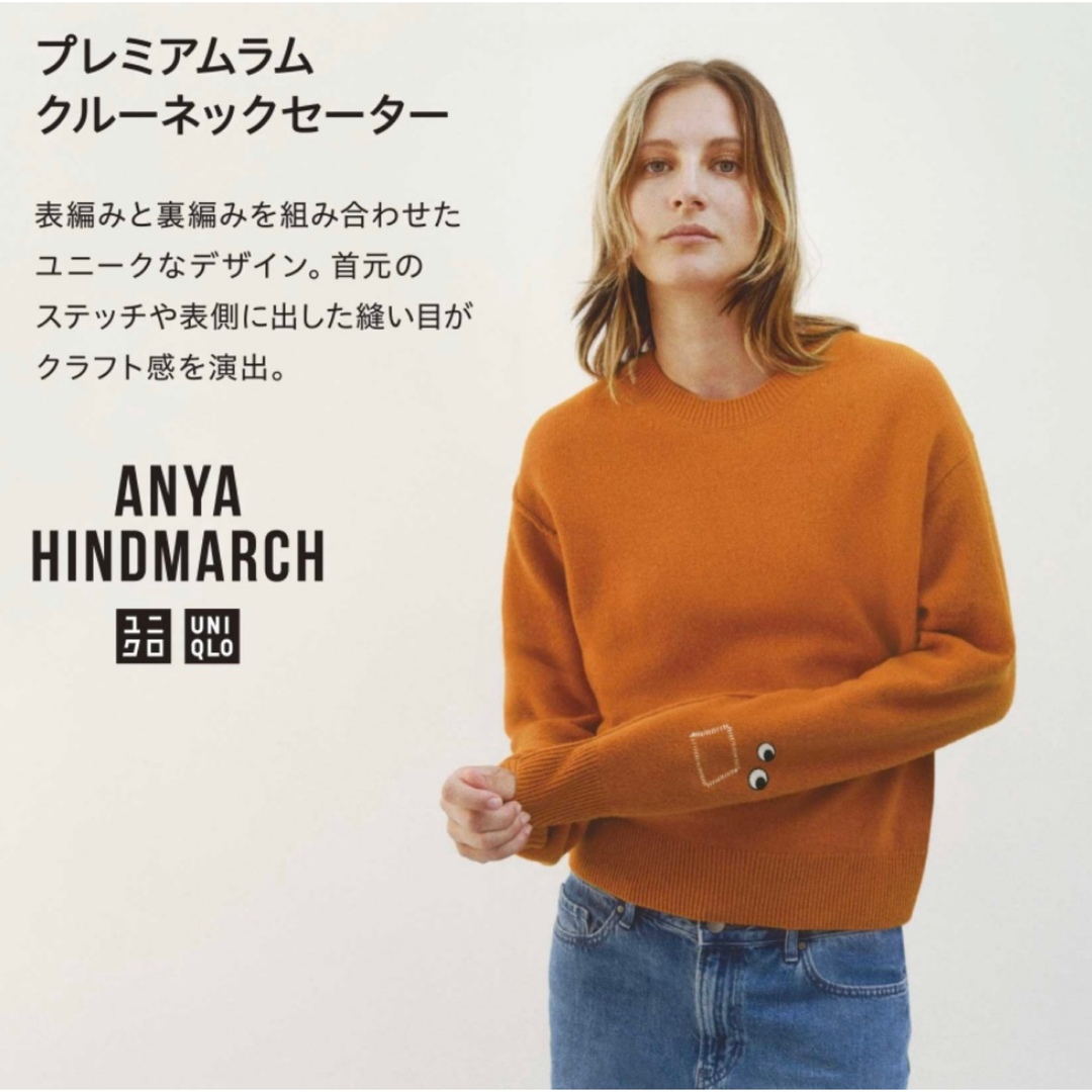 ANYA HINDMARCH(アニヤハインドマーチ)のプレミアムラムクルーネックセーター　Lサイズ　オレンジ レディースのトップス(ニット/セーター)の商品写真