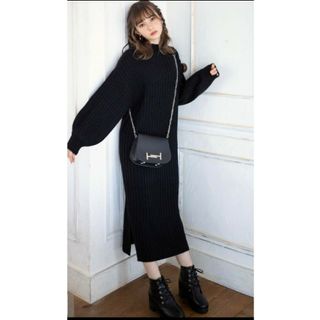 グレイル(GRL)の美品　グレイル　ニットワンピース　FREE SIZE　ブラウン(ロングワンピース/マキシワンピース)