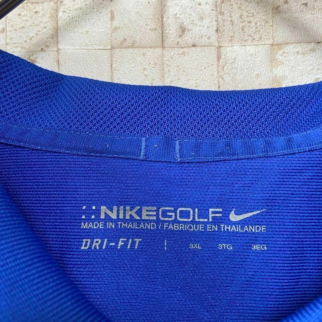 NIKE(ナイキ)の古着 NIKE GOLF ナイキゴルフ 袖刺繍 ポロシャツ ブルー 青 3XL メンズのトップス(ポロシャツ)の商品写真