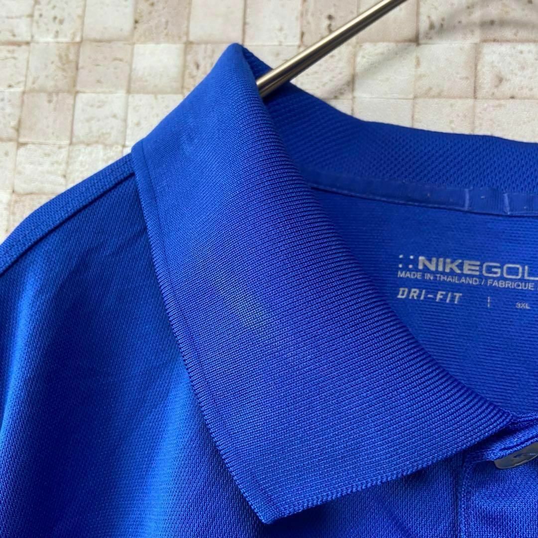 NIKE(ナイキ)の古着 NIKE GOLF ナイキゴルフ 袖刺繍 ポロシャツ ブルー 青 3XL メンズのトップス(ポロシャツ)の商品写真