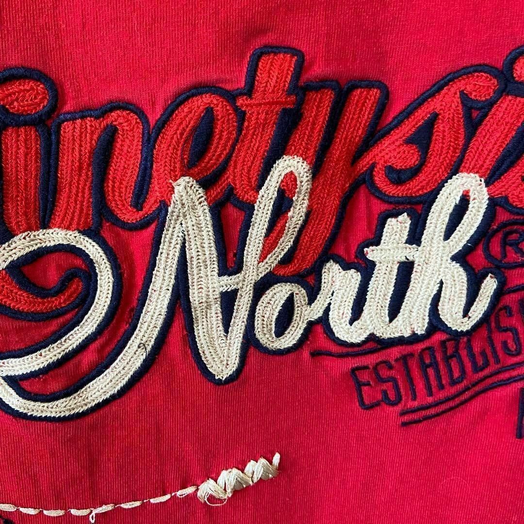 古着 ninetysix north 刺繍Tシャツ 肉厚 レッド 赤 レディースのトップス(Tシャツ(半袖/袖なし))の商品写真