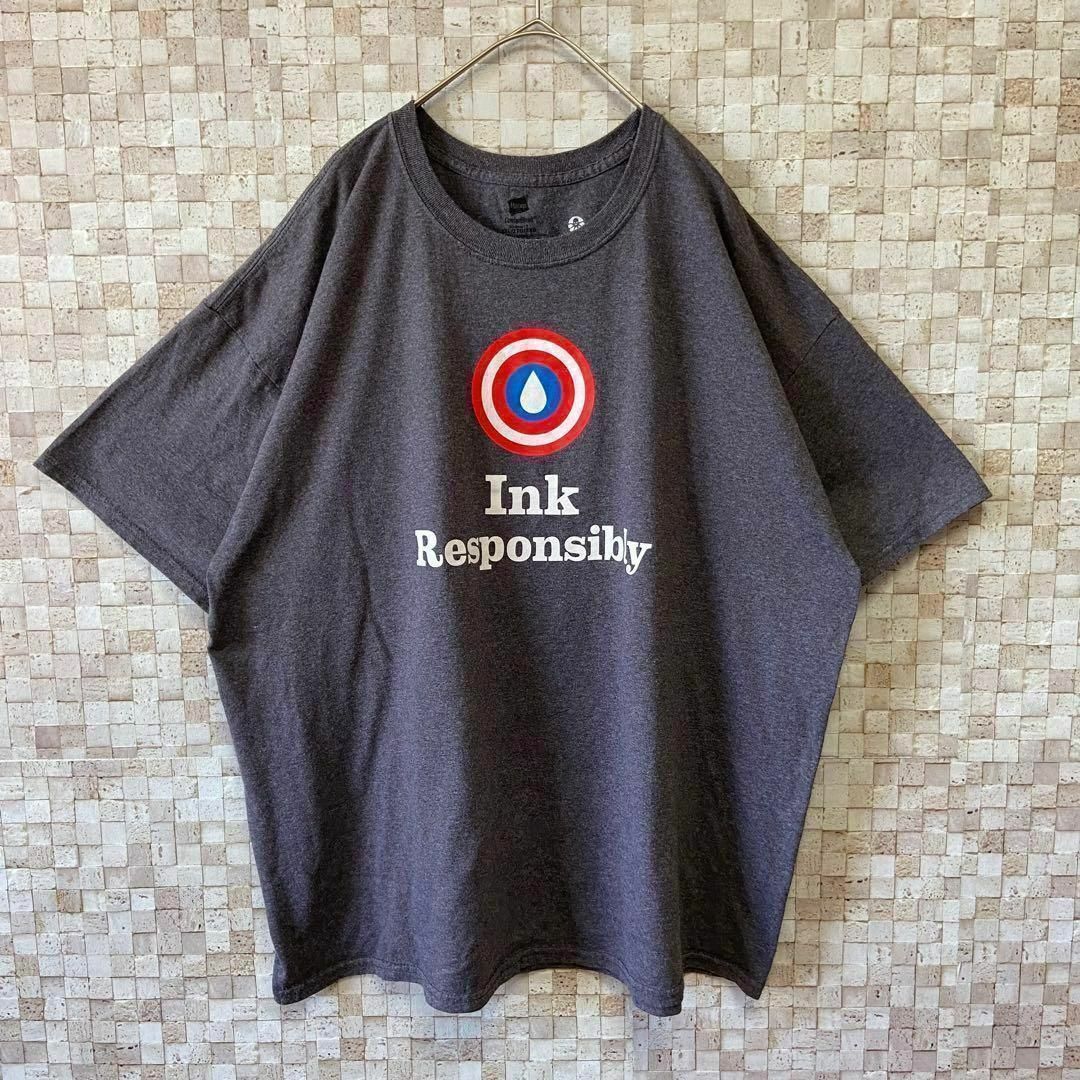 アメリカ古着 プリントTシャツ INK ダークグレー 灰色 2XL メンズのトップス(Tシャツ/カットソー(半袖/袖なし))の商品写真