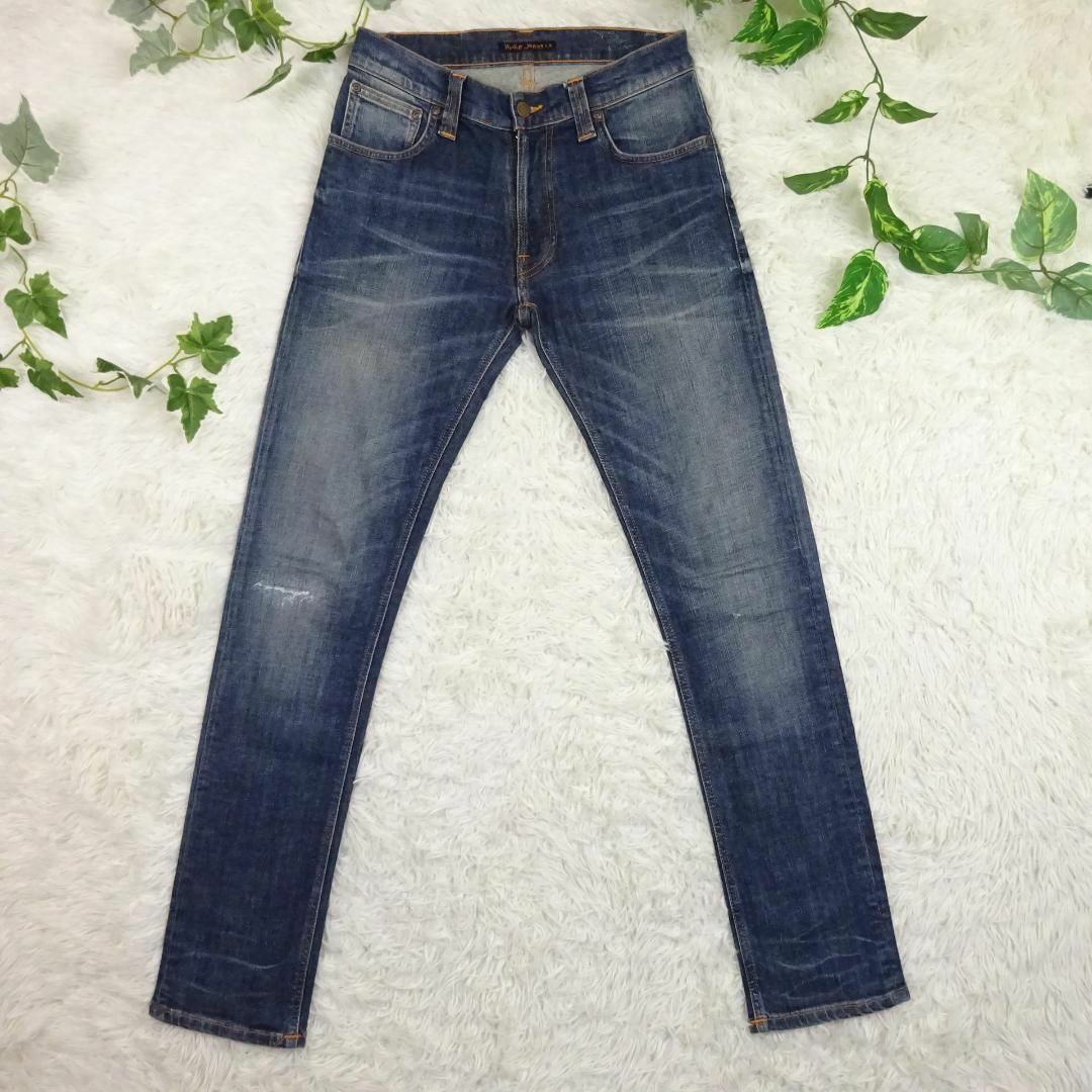 Nudie Jeans(ヌーディジーンズ)のヌーディージーンズ　THIN FINN DUSK INDIGO リペア加工　29 メンズのパンツ(デニム/ジーンズ)の商品写真