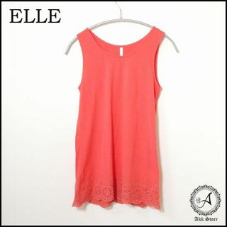 エル(ELLE)のELLE エル レディース トップス ノースリーブ レース 赤 Mサイズ(タンクトップ)