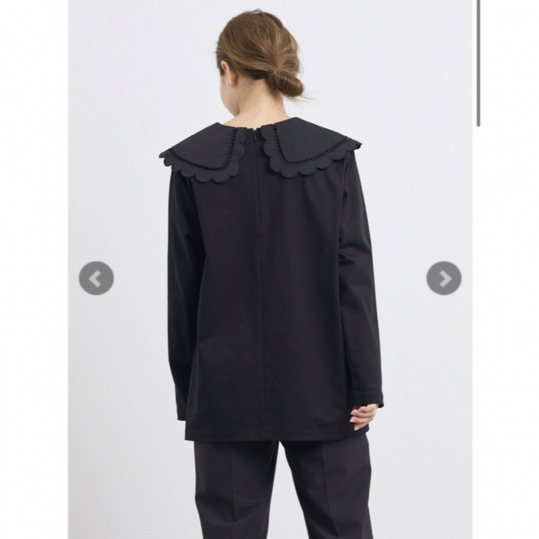 yori スカラップカラーロンTee ブラック カットソー(長袖/七分) yori スカラップカラーロンTee ブラック カットソー(長袖/七分)