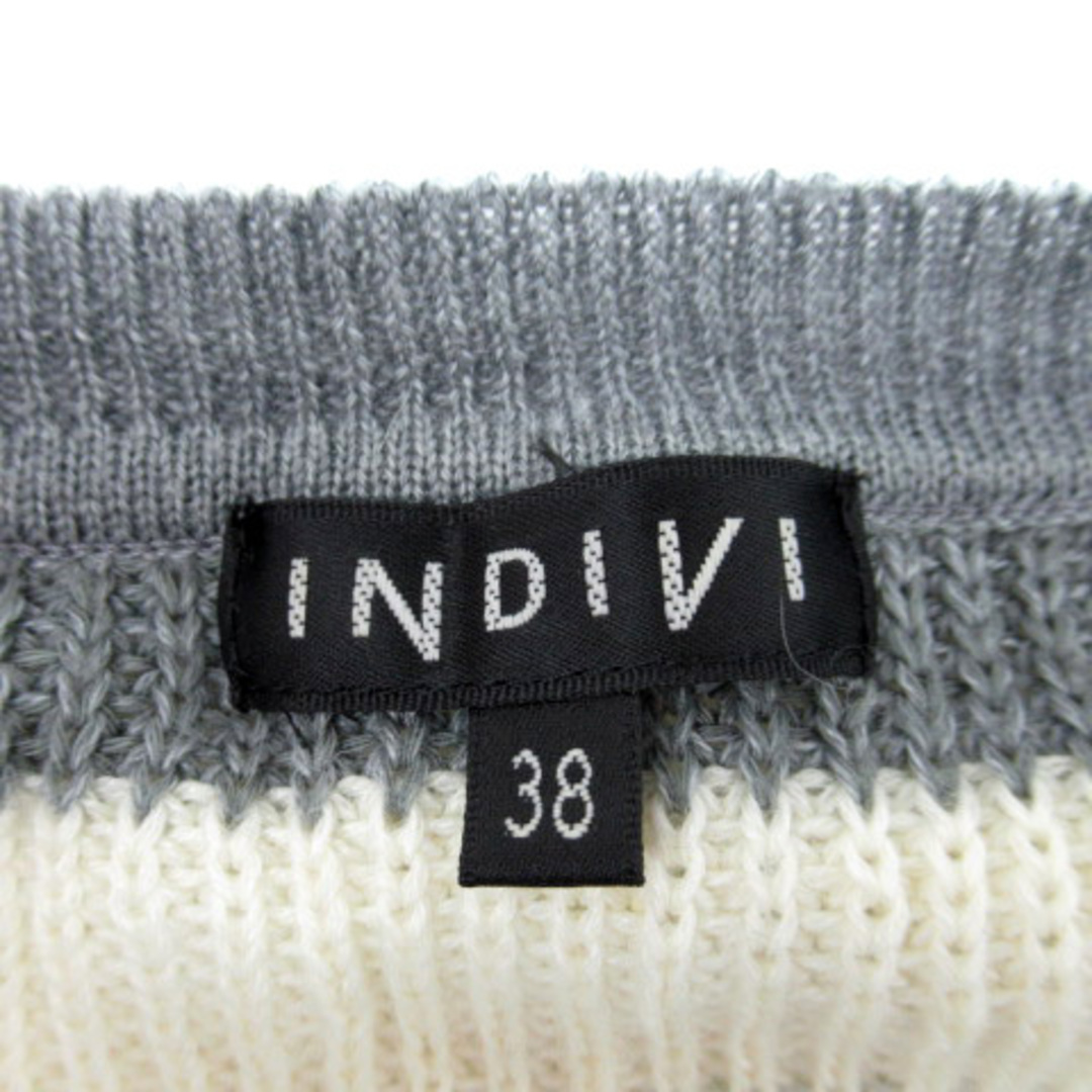 INDIVI(インディヴィ)のインディヴィ ニット カットソー ロング丈 長袖 ボーダー柄 ウール混 38 レディースのトップス(ニット/セーター)の商品写真