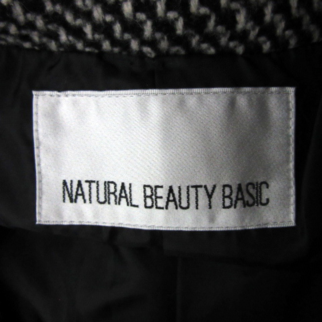 NATURAL BEAUTY BASIC(ナチュラルビューティーベーシック)のナチュラルビューティーベーシック スタンドカラーコート 総柄 M 黒 白 レディースのジャケット/アウター(その他)の商品写真